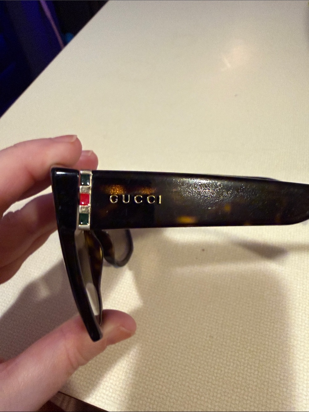 Gucci Tortoiseshell Sunglasses with Red & Green Accents